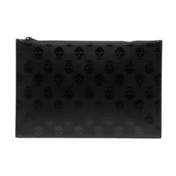 Alexander McQueen Leren portemonnee met ritssluiting en schedel motief-Heren Portefeuilles