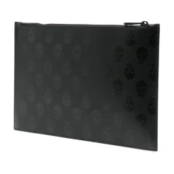 Alexander McQueen Leren portemonnee met ritssluiting en schedel motief-Heren Portefeuilles