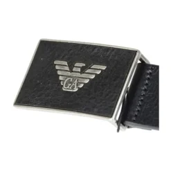 Emporio Armani Leren riem met adelaarsplaat-Heren Riemen