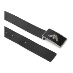 Emporio Armani Leren riem met adelaarsplaat-Heren Riemen