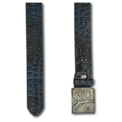 Carlo Colucci Leren riem met crocoprint-Heren Riemen