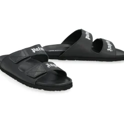 Palm Angels Leren sliders met logo-Heren Slippers