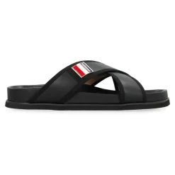 Thom Browne Leren Slippers met Grosgrain Lintdetails-Heren Slippers