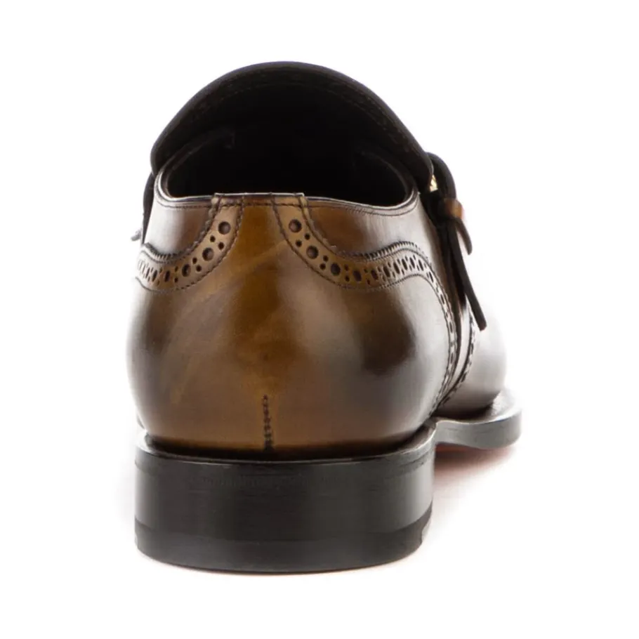 Santoni Leren Zakelijke Schoenen met Franjes-Heren Instappers & Slip Ons|Nette Schoenen