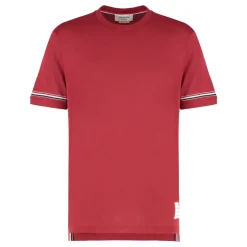 Thom Browne Lichtgewicht Katoenen T-shirt met Korte Mouwen en Strepen-Heren Shirts