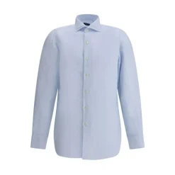 Finamore Lichtgewicht Linnen Overhemd met Klassieke Kraag-Heren Overhemden