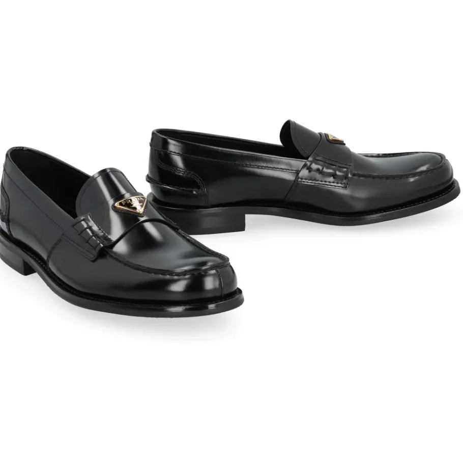 Prada Loafers van geborsteld leer-Heren Instappers & Slip Ons