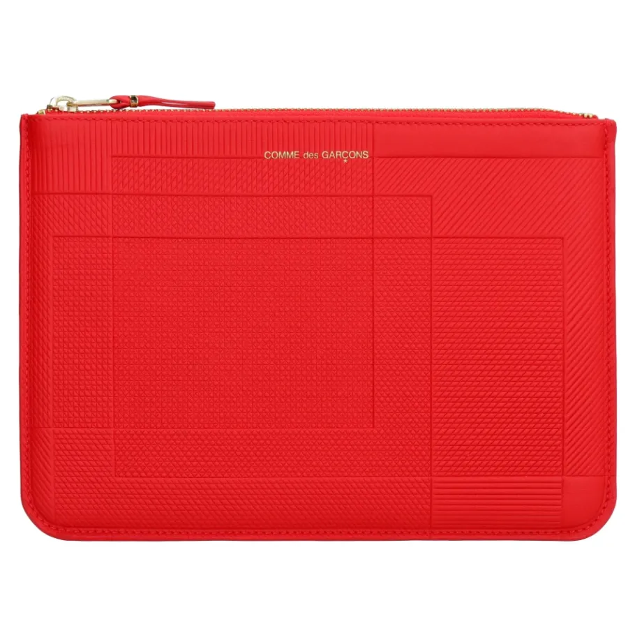 Comme des Garçons Logo Detail Platte Leren Pouch-Heren Portefeuilles