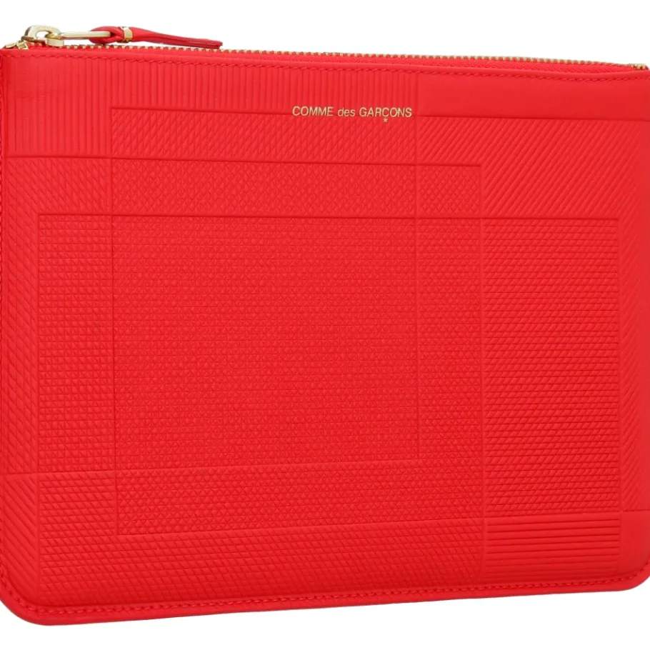 Comme des Garçons Logo Detail Platte Leren Pouch-Heren Portefeuilles