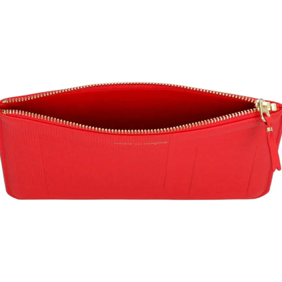 Comme des Garçons Logo Detail Platte Leren Pouch-Heren Portefeuilles