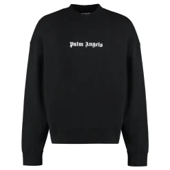 Palm Angels Logo-Print Crew-Neck Sweatshirt-Heren Truien & Vesten