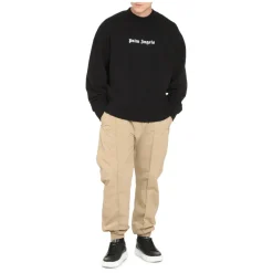 Palm Angels Logo-Print Crew-Neck Sweatshirt-Heren Truien & Vesten