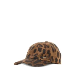 Borsalino Luipaardprint Wollen Hoed met Logo-Heren Petten