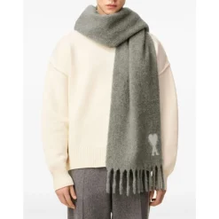 Ami Paris Luxe Grijze Sjaal AW25-Heren Sjaals