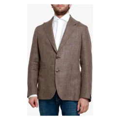 Tagliatore Luxe Linnen en Wol Blend Blazer-Heren Kostuums
