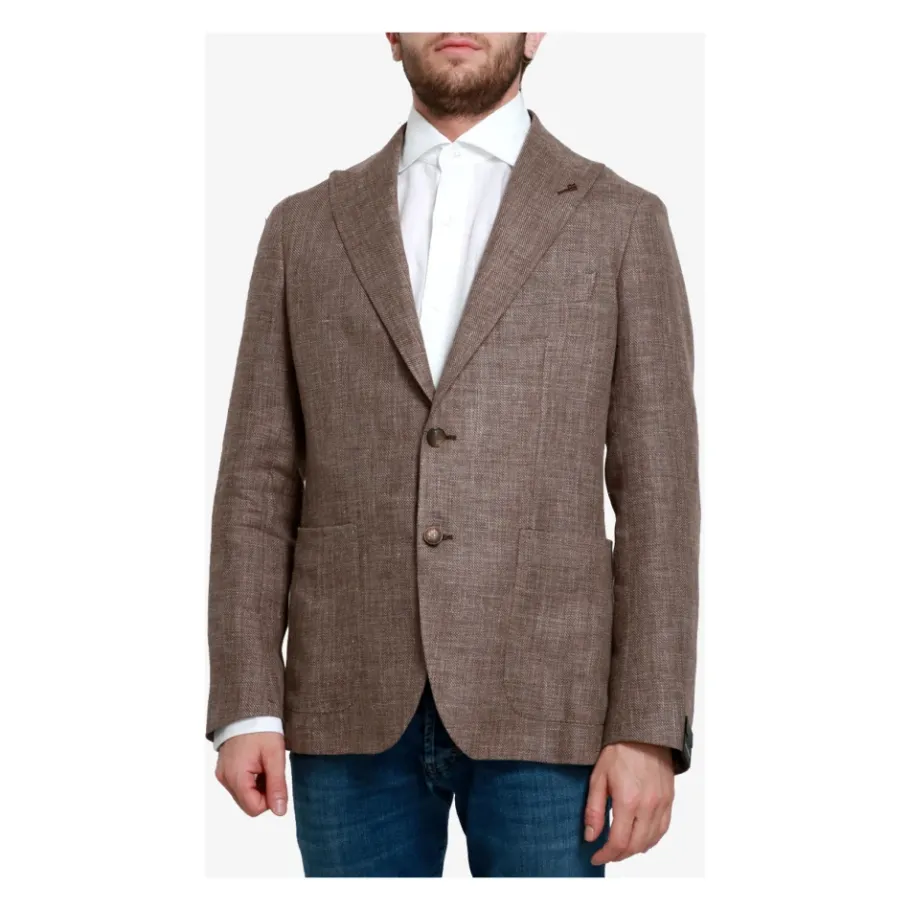 Tagliatore Luxe Linnen en Wol Blend Blazer-Heren Kostuums