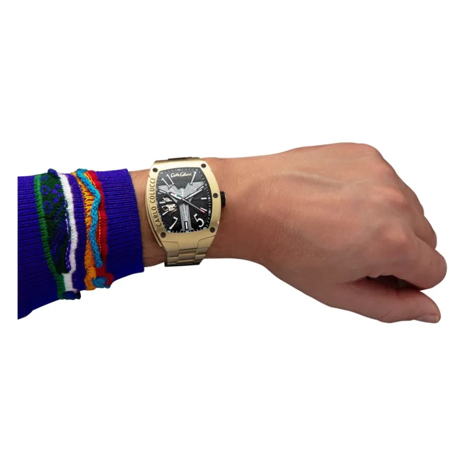 Carlo Colucci Luxe Roestvrijstalen Horloge met Vouwsluiting-Heren Horloges