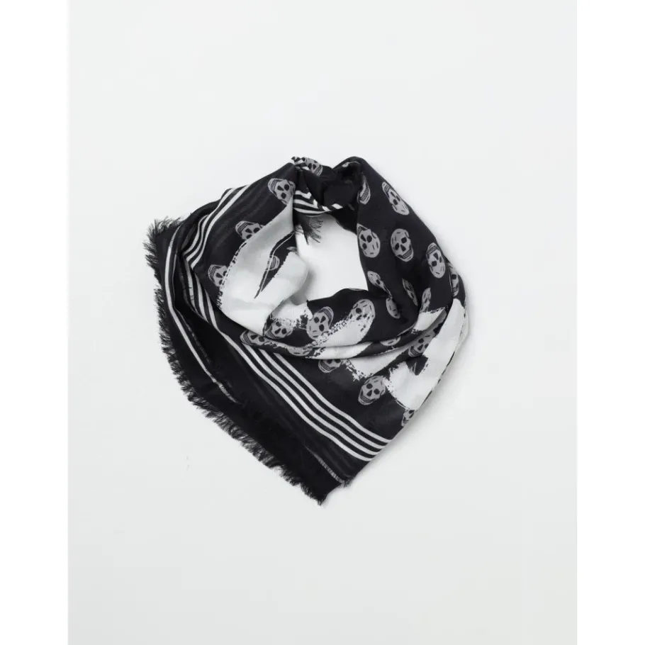 Alexander McQueen Luxe e Skull Print Zijden Sjaal-Heren Sjaals