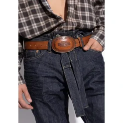 Dsquared2 Magliano Embossed Buckle Belt-Heren Riemen
