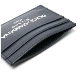 Dolce & Gabbana Midnight Blue Leren Kaarthouder met Logo Print-Heren Portefeuilles