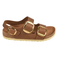 Birkenstock Milano Big Buckle Geolied Leer Cognac-Heren Sandalen
