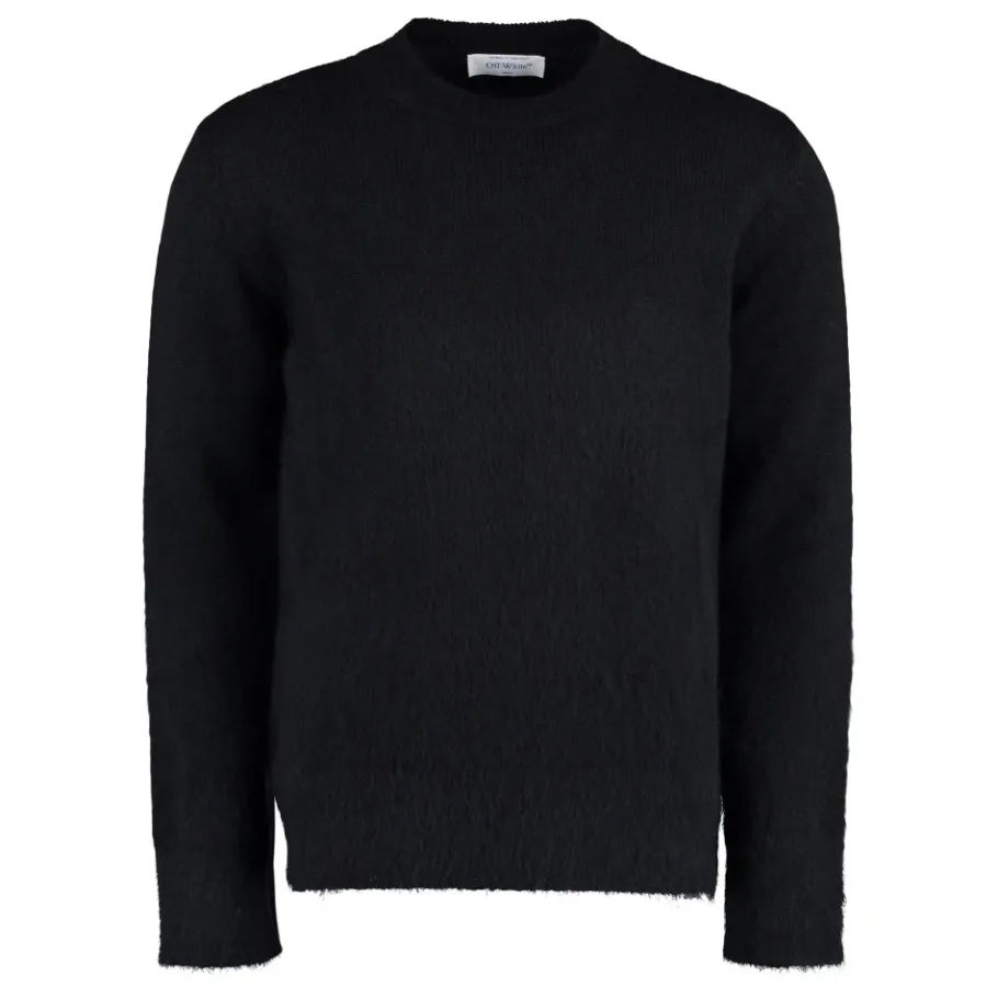 Off White Mohair Blend Crewneck Sweater-Heren Truien & Vesten