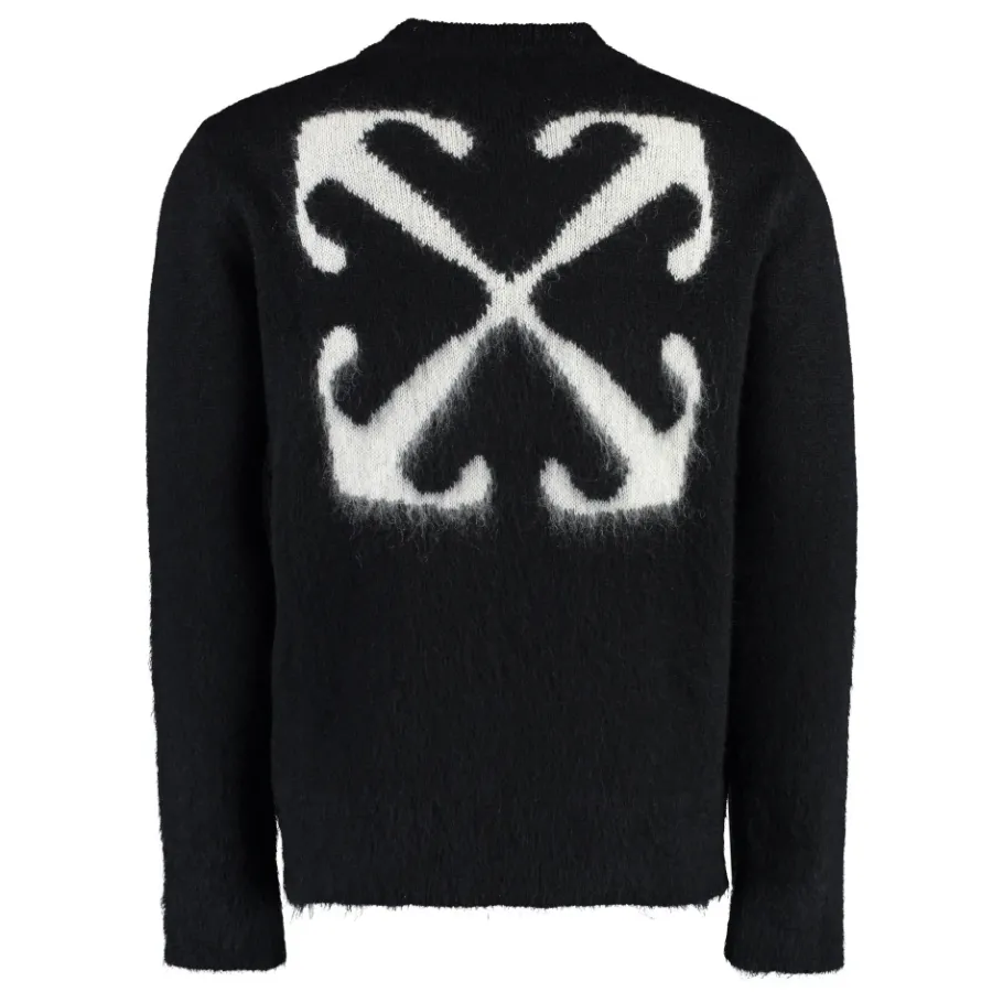 Off White Mohair Blend Crewneck Sweater-Heren Truien & Vesten