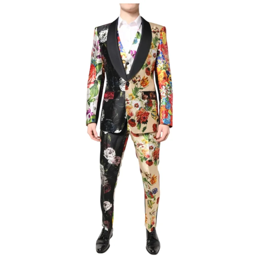 Dolce & Gabbana Multicolor Bloemen Zijden 3-Delig Pak-Heren Kostuums