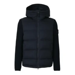 Stone Island Navy Gewatteerde Hoodiejas Ghost-Heren Jassen