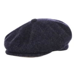 Kangol Navy Marl Wol Flat Cap Hoed-Heren Hoeden