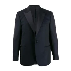 Canali Navy Wool Tailored Suit Jacket-Heren Kostuums