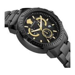 Versace NIEUWE CHRONO Gunmetal Roestvrijstalen Horloge-Heren Horloges