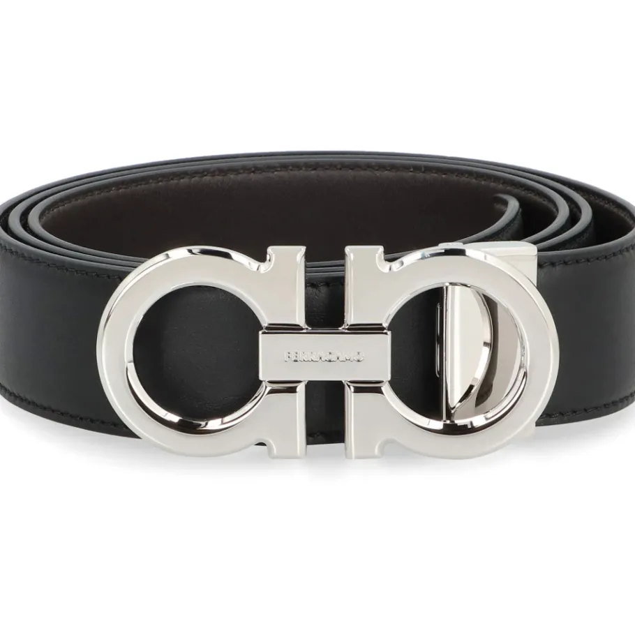 Ferragamo Omkeerbare en verstelbare Gancini riem-Heren Riemen