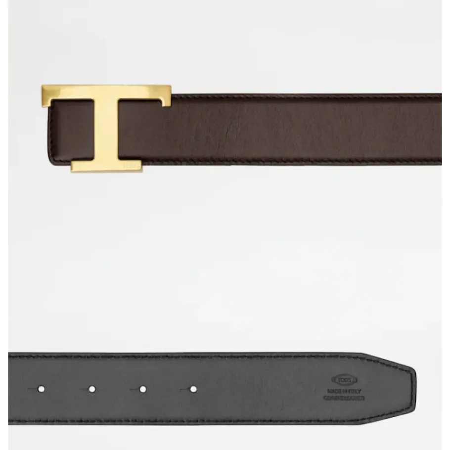 Tod's Omkeerbare leren riem met T-gesp-Heren Riemen