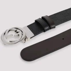 Gucci Omkeerbare e en Bruine Kalfsleren Riem-Heren Riemen