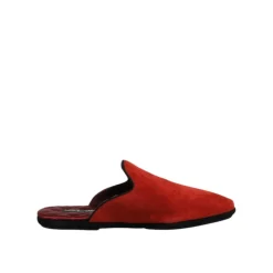 Dolce & Gabbana Oranje Velvet Slides Leren Zool-Heren Pantoffels