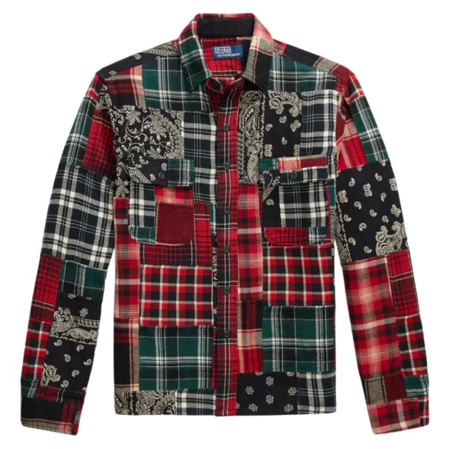 Ralph Lauren Patchwork Flannel Werkshirt-Heren Overhemden