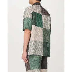 Fendi Patchwork Shirt FF Motif Linnen-Heren Overhemden