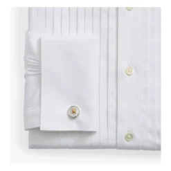 Brooks Brothers Plooi Katoenen Slim Fit Smokingoverhemd met Engelse Kraag-Heren Overhemden