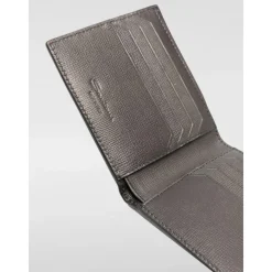 Santoni Premium Grijze Leren Portemonnee-Heren Portefeuilles