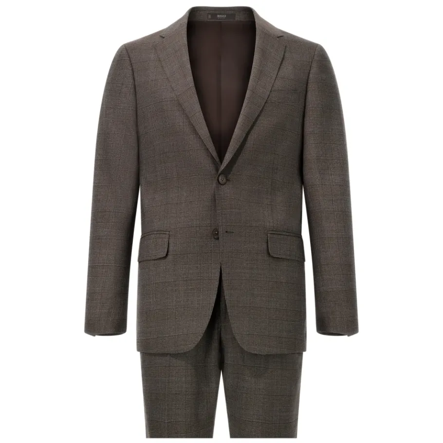 Boggi Milano Prince Of Wales Wollen Blend Stretch Pak Stijl Anve-Heren Kostuums