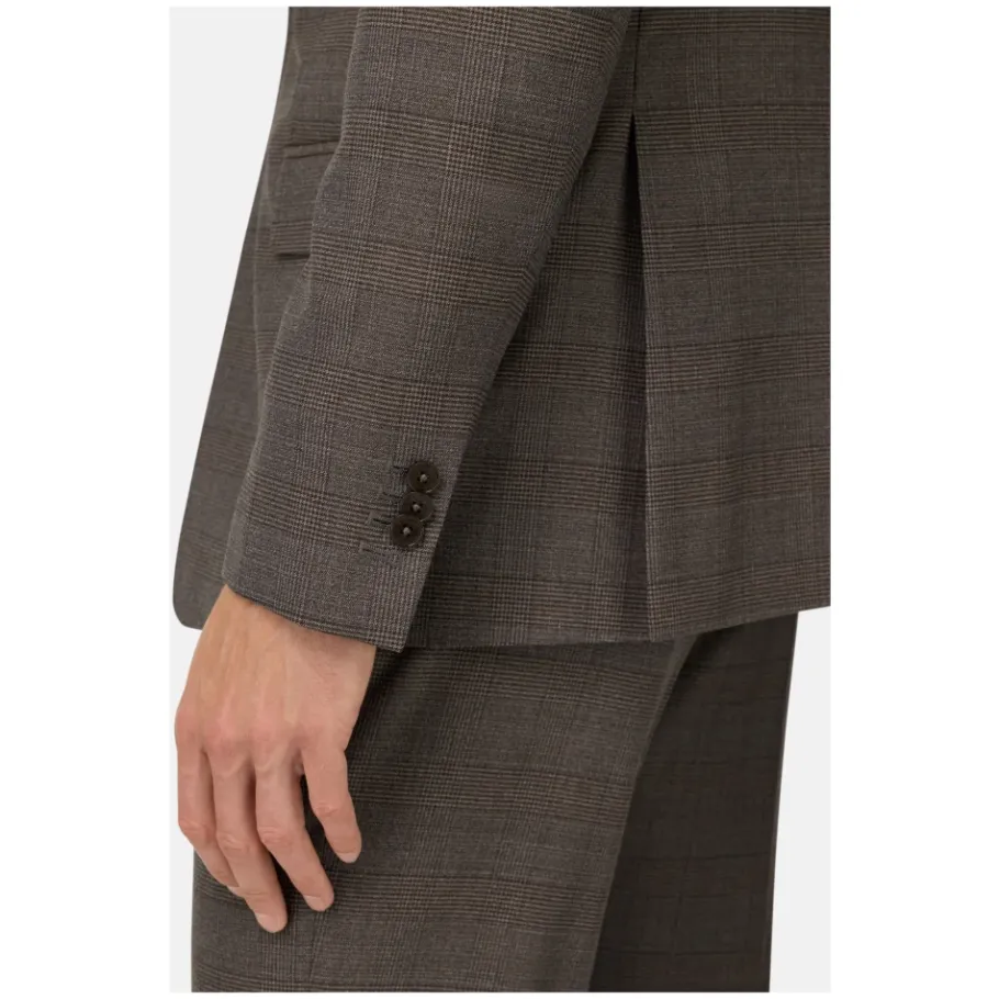 Boggi Milano Prince Of Wales Wollen Blend Stretch Pak Stijl Anve-Heren Kostuums
