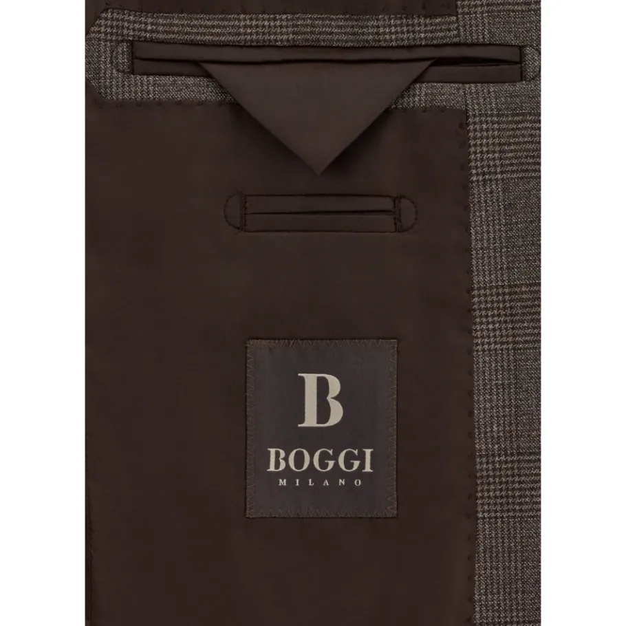 Boggi Milano Prince Of Wales Wollen Blend Stretch Pak Stijl Anve-Heren Kostuums