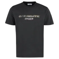 Off White Printed katoenen T-shirt-Heren Shirts