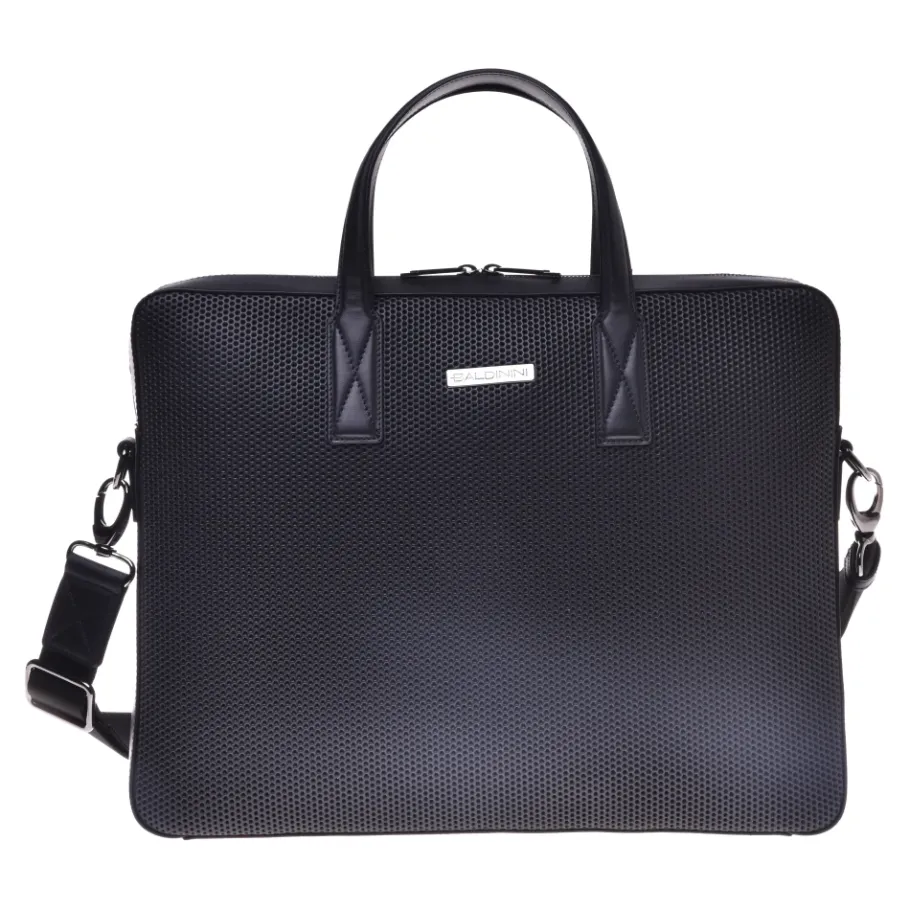 Baldinini Professional bag in black speckled leather-Heren Tassen