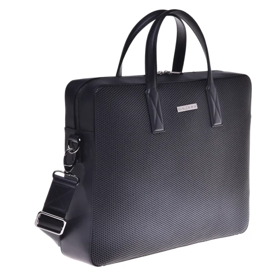 Baldinini Professional bag in black speckled leather-Heren Tassen