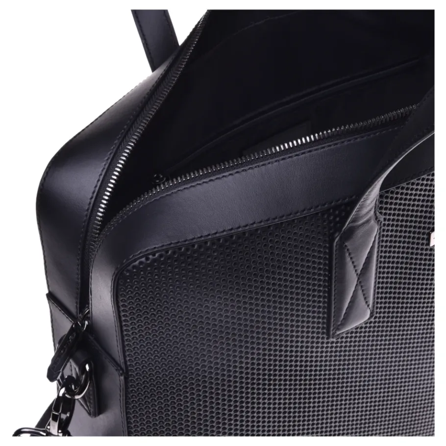 Baldinini Professional bag in black speckled leather-Heren Tassen