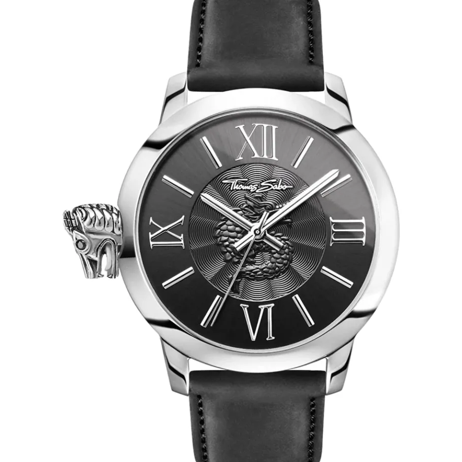 THOMAS SABO REBEL WITH KARMA 46 mm Leren Armband WA0295-218-203-46 MM-Heren Horloges