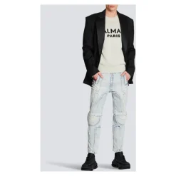 Balmain Ribgebreide slim-fit jeans van katoen-Heren Jeans