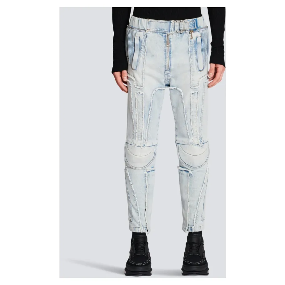 Balmain Ribgebreide slim-fit jeans van katoen-Heren Jeans